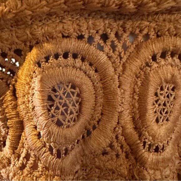 Blashe Burnt Orange Crochet Cross-Back Halter Wide-Leg Jumpsuit Size Large - Picture 8 of 14